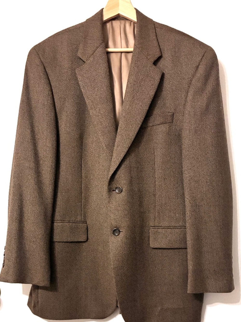 IZOD MENS 100% LAMBSWOOL 2 BUTTON SPORT JACKET/BLAZER SZ 40 R BROWN HERRINGBONE